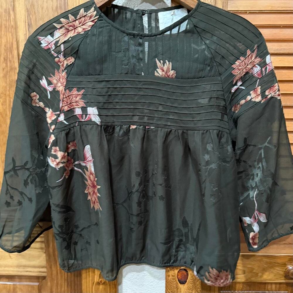 One fine day black floral 3/4 sleeved blouse